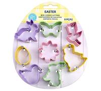 R&M International 1880 Mini Easter Cookie Cutters, Butterfly, Egg, Daisy, Duckling, Tulip, 2 Bunnies, Chick, 8-Piece Set