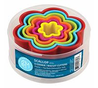 R&M International Scallop Flower Cookie and Biscuit Cutters, Assorted Sizes, Bright Colors, 6-Piece Set