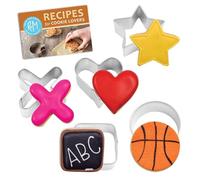 R&M Mini Shapes Cookie Cutter 5-Piece Gift Set-Includes Star, Heart, X, Mini Circle, Square Cookie Cutter with Recipe Card -1.375" - 1.5" - Steel