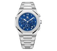 R&M ORIENT Men's Watch with Arabic Numerals Stainless Steel Analogue Quartz Sapphire Glass Designer Large Watch Men Fashion Waterproof Watch with Arabic Calendar Date, Silver - Blue, Babylon, Bracelet