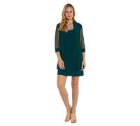 R&M Richards Women’s Two-Piece Embellished Ruffled Dress with Jacket, Pine, 12 Petite