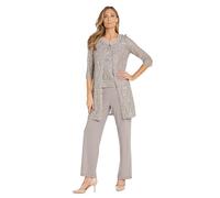 R&M Richards Women's 3/4 Sleeve Classic Suit Set Business Pants, Taupe, 8