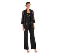R&M Richards Women's Elegant Reverie Pantsuit Business Suit Pants Set, Black, 10 Petite (Pack of 2)