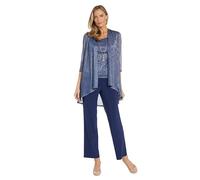 R&M Richards Women's Plus Size Crinkle Duster Pant Set - Mother of The Groom Pant Suit - Cadet / 20W