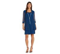 R&M Richards Women's Sheer Knee-Length Shift Dress and Jacket Set, Peacock, 18 Plus