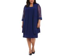 R&M Richards Women's Size Glitter Trim Jacket Dress Plus Royal 2X