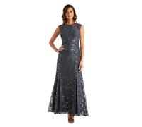 R&M Richards Women's Starlit Siren Sequin Gown Dress, Charcoal, 12 Petite
