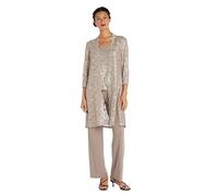 R&M Richards Women's Tank Top and Pant Set with Sheer Lace Jacket Business Suit, Champagne, 18 Plus (Pack of 3)