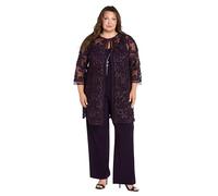 R&M Richards Women's The Bellissima 3-Piece Pant Set Business Suit, Plum, 22 Plus