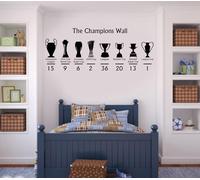 R Madrid Inspired The Champions Wall Trophy Silhouette Wall Sticker - Football Victory Home Décor Vinyl Decal Soccer Champion Wall Mural (W75xH30cm)