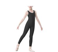 R&N FASHIONS Girls Kids Catsuit Sleeveless Dance Unitard Gymnastics Footless Cat Suit Dance (Black,3-4 Years)