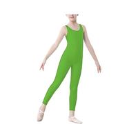 R&N FASHIONS Girls Kids Catsuit Sleeveless Dance Unitard Gymnastics Footless Cat Suit Dance (jet green, 7-8 Years)