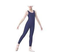 R&N FASHIONS Girls Kids Catsuit Sleeveless Dance Unitard Gymnastics Footless Cat Suit Dance (Navy Blue, 3-4 Years)