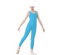 R&N FASHIONS Girls Kids Catsuit Sleeveless Dance Unitard Gymnastics Footless Cat Suit Dance (Turquoise,3-4 Years)