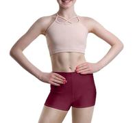 R&N FASHIONS - Girls Shiny Nylon Shorts - Hot Pants - High Waist - Plain - Stretchy - Comfortable Fit - Perfect for Yoga, Ballet, Gymnastics, School, Sportswear (Wine, 11 Years, 11_Years)