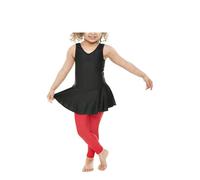 R&N FASHIONS Girls Skirted Sissy Leotard - Shiny Nylon - Comfortable - Performance Wear - Dance Class Essential - Ballet - Shows, Dance Classes, Uniforms & Gymnastics (Black, 11 years)