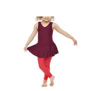 R&N FASHIONS Girls Skirted Sissy Leotard - Shiny Nylon - Comfortable - Performance Wear - Dance Class Essential - Ballet - Shows, Dance Classes, Uniforms & Gymnastics (Wine, 3 years)