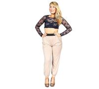 R&N FASHIONS - Harem Pants Trousers for Women - Elasticated Plain Baggy Ali Baba Pants Trousers with Pockets - Comfy Relaxed High Waist Trouser Cream