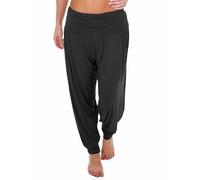R&N FASHIONS Ladies Harem Trousers - Women’s Full Length Stretch Yoga Pants - High Waist Elasticated Joggers - Lightweight Lounge Bottoms - Casual Loose Fit (Black, 12-14)