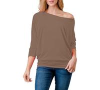 R&N FASHIONS Ladies Off Shoulder Batwing Long Sleeved Plain T-Shirt Womens Tunic Party Clubbing Top