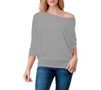 R&N FASHIONS Ladies Off Shoulder Batwing Long Sleeved Plain T-Shirt Womens Tunic Party Clubbing Top