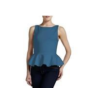 R&N FASHIONS - Ladies Plain Sleeveless Peplum Top - Skater - Frill - Round Collar Neck - Dress for Women - Perfect for Dance, School, Office, Casual Wear (Teal, 12-14)
