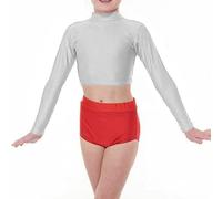 R&N FASHIONS - Long Sleeve Crop Top Women, Basic Polo Neck Tee - Lightweight Stretchy Casual Slim-Fit Jumper for Ladies - Winter Layering & Summer Slim Top (9-10 Years, White)