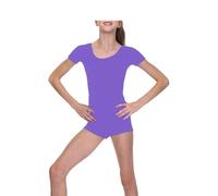 R&N FASHIONS Short Sleeve Unisex Kids Girls Boys Sleeved Unitard Leotard Dance Gymnastics Ballet (purple, 5-6 years)