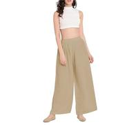 R&N FASHIONS Women Palazzo Pants - Baggy Wide Leg Flared Trousers Elasticated Waist, Yoga Stretch Work Tracksuit Bottoms Gym Joggers, Lounge Pants (Cream, 12-14)