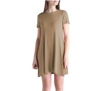 R&N FASHIONS Women’s Plain Jersey Cap/Short Sleeve Ladies Party Swing Skater Dress - Modern, Classy and Comfortable - for Any Occasion - Mocha Colour - Sizes 8-19