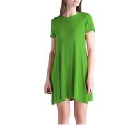R&N FASHIONS Women’s Plain Jersey Cap/Short Sleeve Ladies Party Swing Skater Dress - Modern, Classy and Comfortable - for Any Occasion - Jet Green Colour - Sizes 8-19