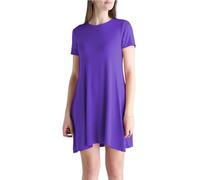 R&N FASHIONS Women’s Plain Jersey Cap/Short Sleeve Ladies Party Swing Skater Dress - Modern, Classy and Comfortable - for Any Occasion - Purple Colour - Sizes 8-19