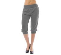 R&N FASHIONS Women’s Plus Size 3/4 Cropped Harem Trousers - Casual Baggy Yoga Lounge Capris with Soft Stretch Fabric & Elastic Waist - (Dark Grey, 8-10)