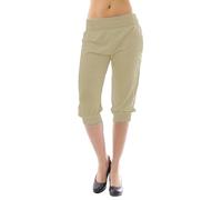 R&N FASHIONS Women’s Plus Size 3/4 Cropped Harem Trousers - Casual Baggy Yoga Lounge Capris with Soft Stretch Fabric & Elastic Waist - (Cream, 24-26)
