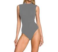 R&N FASHIONS - Women Sleeveless Turtle Neck Bodysuit Leotard - Comfortable Fit - Performance Wear - Dance Class Essential - Ballet, Gymnastics, Dance, Clubbing_Dark Grey 12-14