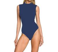 R&N FASHIONS - Women Sleeveless Turtle Neck Bodysuit Leotard - Comfortable Fit - Performance Wear - Dance Class Essential - Ballet, Gymnastics, Dance, Clubbing_Navy Blue 8-10