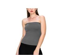 R&N FASHIONS Womens Bandeau Vest Top Strapless Boob Tube Bra Off Shoulder Sleeveless Elastic Fit Viscose Fabric Comfortable Layering Summer Wear (Dark Grey, 8-10)