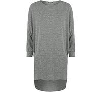 R&N FASHIONS Women's Plus Plain Oversized Knit Long Sleeve Batwing Dip Hem Baggy Ladies to (Dark Grey, 16-18)