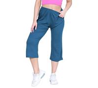 R&N FASHIONS Women's Plus Size 3/4 Cropped Culottes with Elastic Waist, Stretchy Viscose Palazzo Shorts, Mid Rise Lightweight Casual Summer Trousers for Ladies (14, Teal)