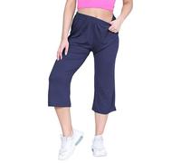 R&N FASHIONS Women's Plus Size 3/4 Cropped Culottes with Elastic Waist, Stretchy Viscose Palazzo Shorts, Mid Rise Lightweight Casual Summer Trousers for Ladies (20, Navy Blue)
