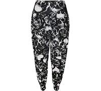 R&N FASHIONS Women's Plus Size Harem Pants - Printed Loose Fit Trousers for Yoga, Lounge & Travel - Soft Viscose Elastic Waist Pull-On Style (Skull Rose, 12)
