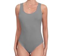 R&N FASHIONS Women's Sleeveless Racerback Bodysuit - Stretchy and Comfortable Leotard Vest Top - Casual, Versatile, and Stylish Everyday Wear - Wardrobe Essential(Light Grey, 10)