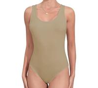 R&N FASHIONS Women's Sleeveless Racerback Bodysuit - Stretchy and Comfortable Leotard Vest Top - Casual, Versatile, and Stylish Everyday Wear - Wardrobe Essential(Cream, 10)