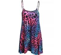 R&N FASHIONS Womens Sleeveless Strappy Cami Vest Top Scoop Neck Flared Swing Fit Soft Stretchy Casual Blouse for Summer Spring Holiday Evening Club Party Wear (Neon Leopard, 16-18)