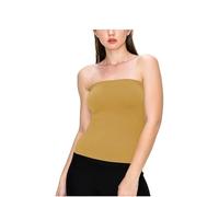 R&N FASHIONS - Womens Vests Bandeau Plain strapless Boob Tube Bra Top - Viscose - Off Shoulder - Elastic Fit - Fashionable - Ideal for Layering - Comfortable - Summer Wear Mustard (8-10)