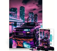 R Neon Night Tokyo Drift Jigsaw Puzzle 1000 Piece for Adults Think Smart Toy Family Joy Accurate Cut Fine Art Piece (50x75cm)