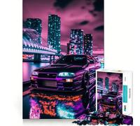 R Neon Night Tokyo Drift Jigsaw Puzzle for Teenagers 1000 Pieces Mind Game Toy Relaxed Mind Neat Cut (38x26cm)