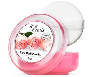R-NEU 1 Pack Body Powder for Women with Puff, 100% Talc-Free, Elegant Rose Petals Scented Dust, After Bath for Soft Skin, Extra Large,(5oz)