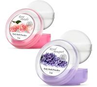 R-NEU 2 Pack Body Powder for Women with Puff, 100% Talc-Free, Elegant Rose Petal & Royal Bouquet Scented Dusting Powder, After Bath for Soft Skin, Extra Large, (2 Pack, 5 Oz Each)