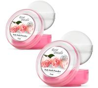 R-NEU 2 Pack Body Powder for Women with Powder Puff, 100% Talc-Free, Elegant Rose Petal Scented Dusting Powder, After Bath for Soft Skin, Extra Large, (10oz)